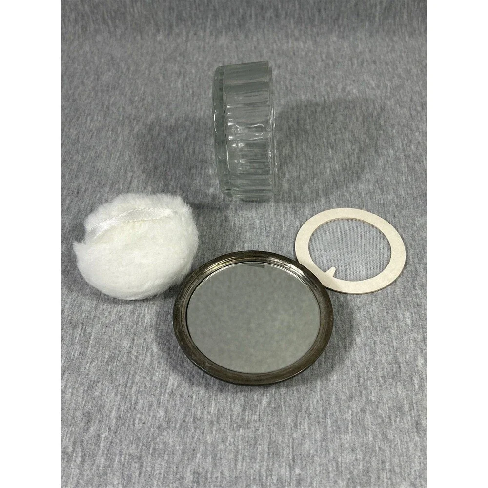 Vintage Ornate Victorian Silver Plate & Glass Vanity Powder Jar or Trinket Box - Picture 10 of 16